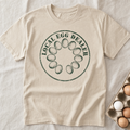 Local Egg Dealer sand cotton tee with stamp print